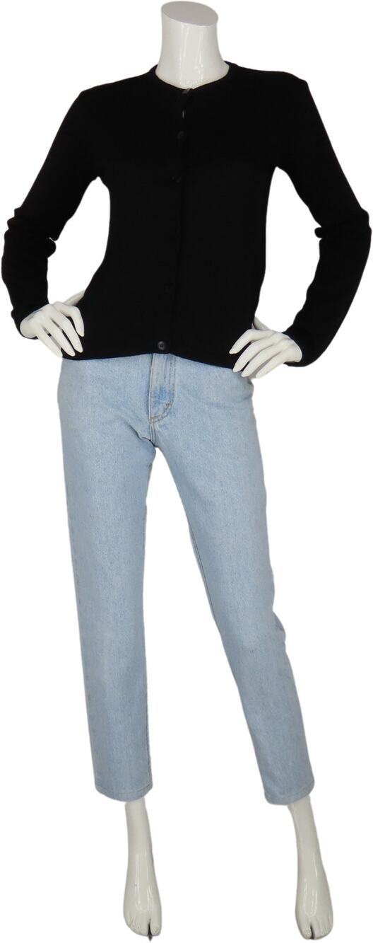 Agnes B France Made Merino Wool Black Cardigan Sweater XS